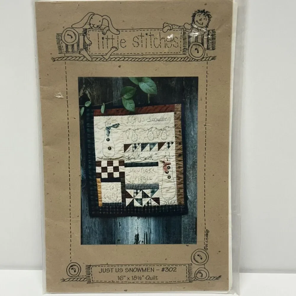 NEW Vintage Little Stiches Sewing Pattern Just Us Snowmen Wall Quilt 302 Snowman